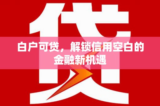 象州白户可贷，解锁信用空白的金融新机遇