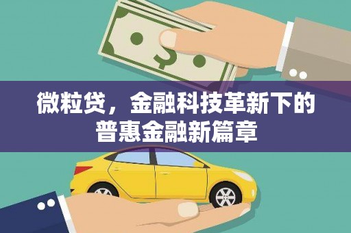 象州微粒贷，金融科技革新下的普惠金融新篇章