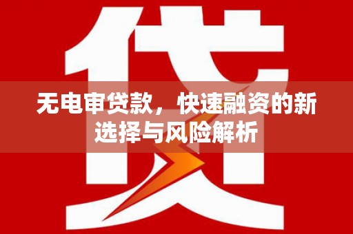象州无电审贷款，快速融资的新选择与风险解析