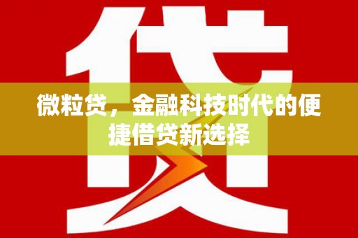 象州微粒贷，金融科技时代的便捷借贷新选择
